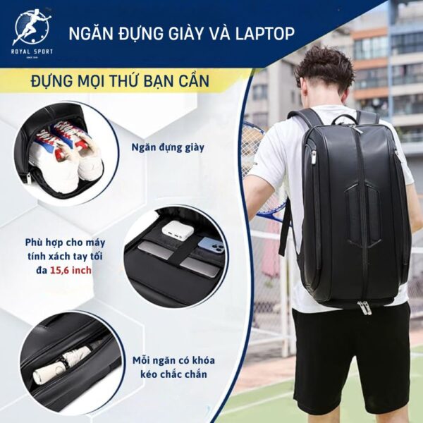 các ngăn đựng đồ của Balo Pickleball Cao Cấp PVN600