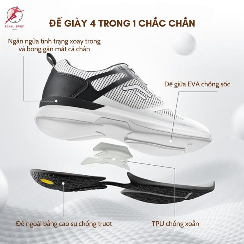 Giày Pickleball Nam Cao Cấp GPM1-2-M 14 de-giay-gpm1-2-m-duoc-thiet-ke-4-trong-1-mang-đen-su-ben-chac