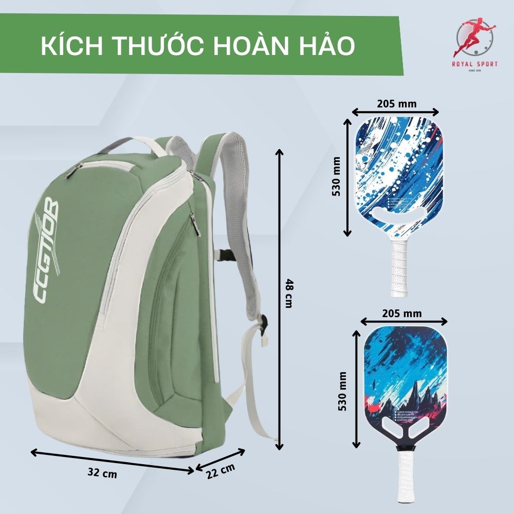 Balo Đựng Vợt Pickleball Da PU Cao Cấp P1014-4 6 Kích thước lý tưởng của balo pickleball da PU cao cấp P1014-4