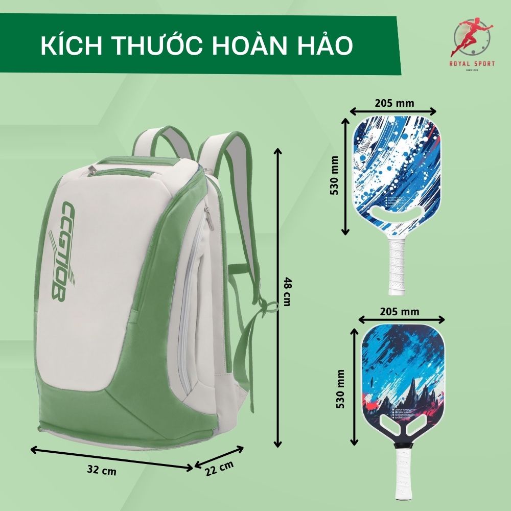 Balo Đựng Vợt Pickleball Da PU Cao Cấp P1014-3 6 Kích thước hoàn hảo của balo pickleball da PU cao cấp P1014-3