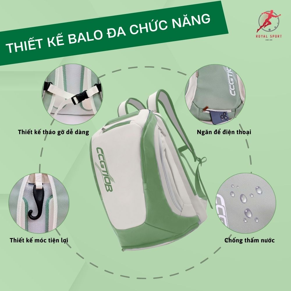 Balo Đựng Vợt Pickleball Da PU Cao Cấp P1014-3 7 Thiết kế đa chức năng của balo pickleball da PU cao cấp P1014-3