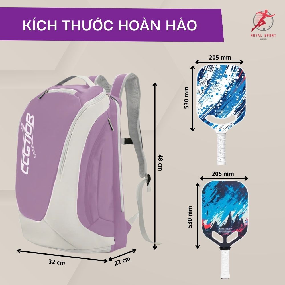 Balo Đựng Vợt Pickleball Da PU Cao Cấp P1014-5 6 Kích thước hoàn hảo của balo pickleball da PU cao cấp P1014-5