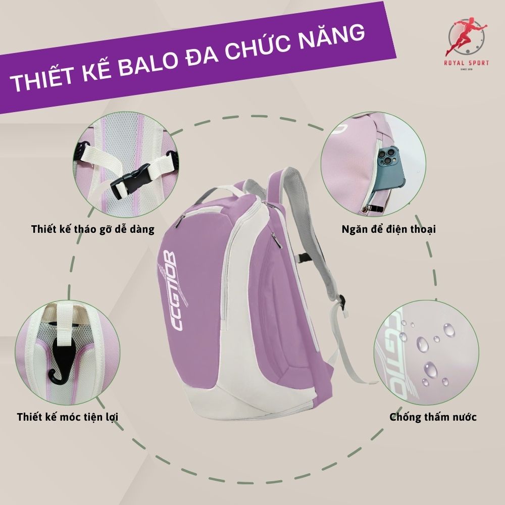 Balo Đựng Vợt Pickleball Da PU Cao Cấp P1014-5 8 Thiết kế đa chức năng giúp balo P1014-5 được nhiều người ưa chuộng