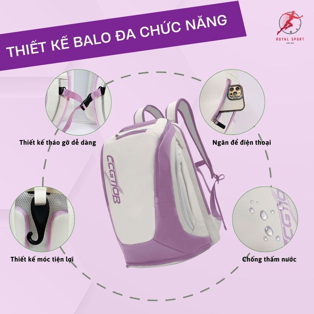 Balo Pickleball Da PU Cao Cấp P1014-6 9 Thiết kế balo pickleball P1014-6 đa chức năng và vô cùng tiện lợi