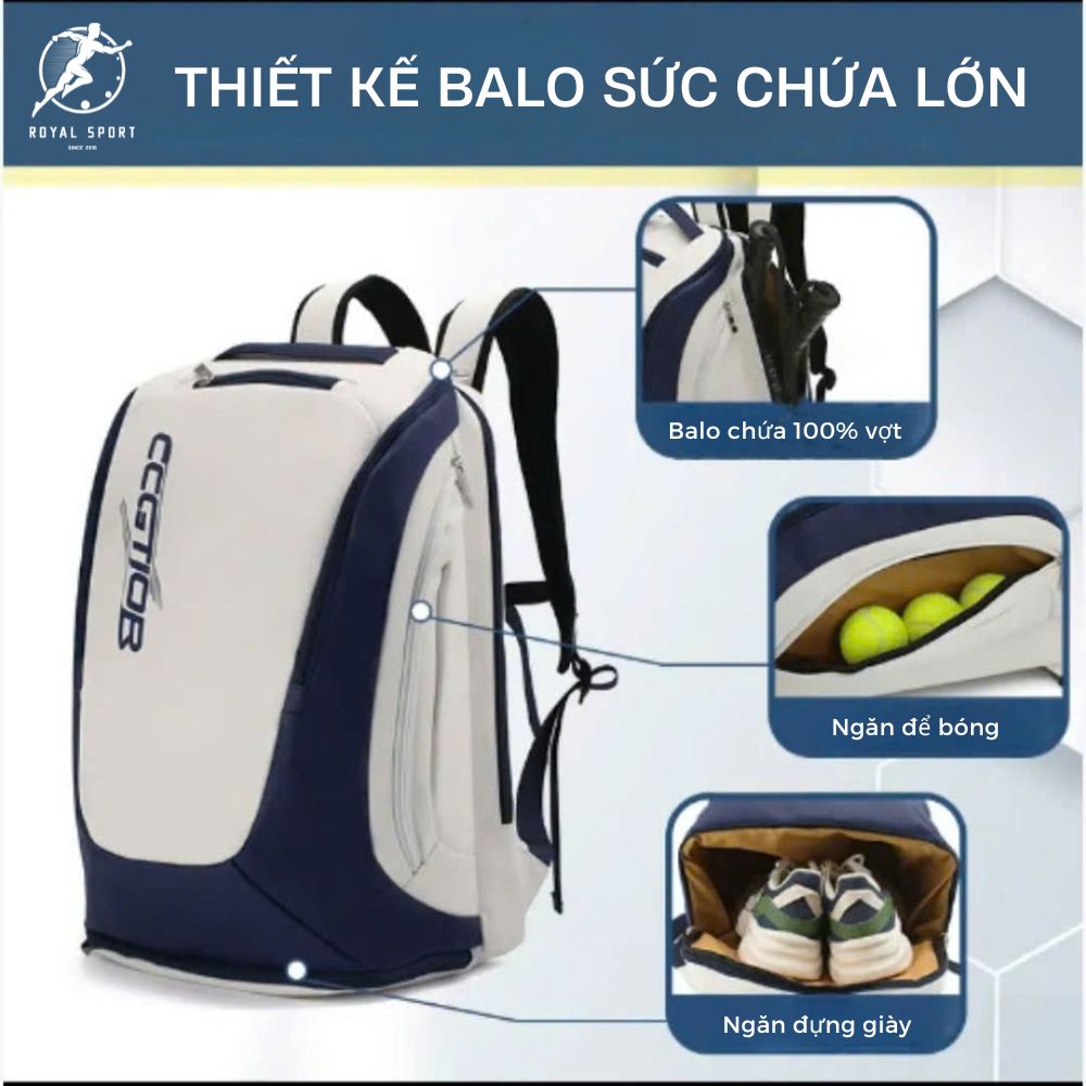 Balo Pickleball Da PU Cao Cấp P1014-1 6 Balo pickleball da PU cao cấp PVN1014-1 có sức chứa lớn
