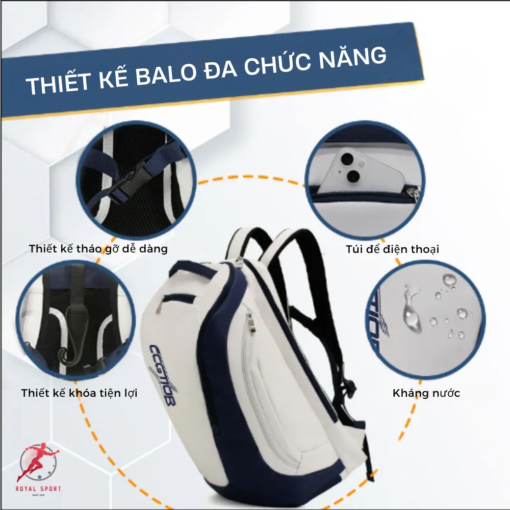 Balo Pickleball Da PU Cao Cấp P1014-1 8 thiết kế đa chức năng của Balo pickleball da PU cao cấp P1014-1