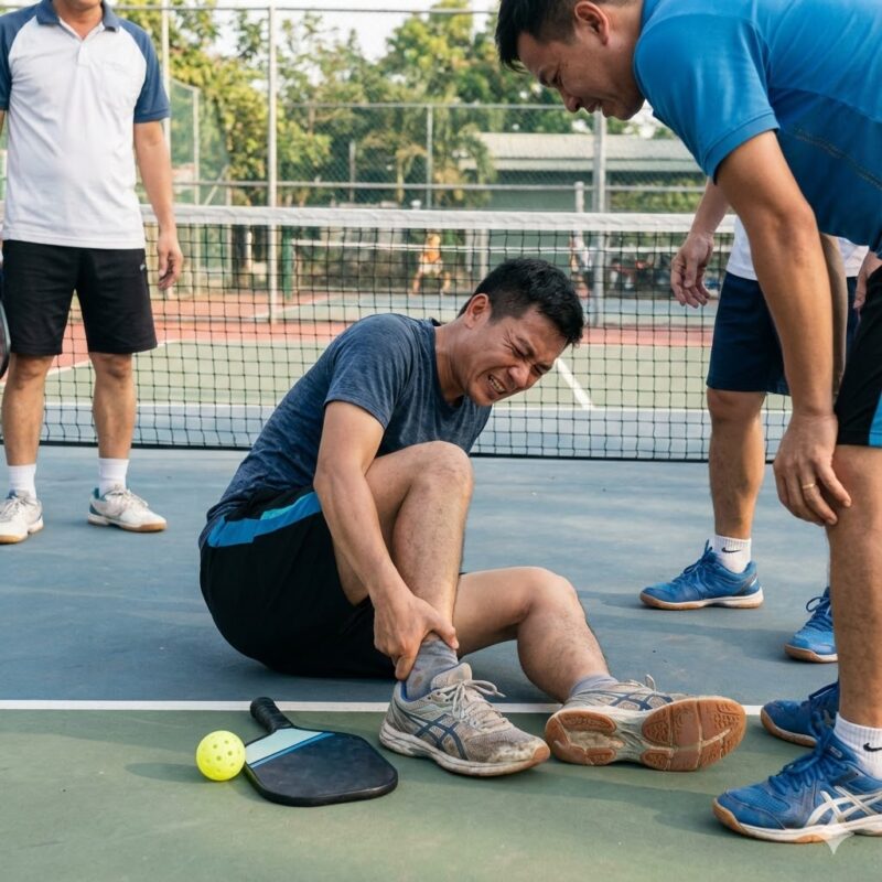Lật cổ chân khi chơi pickleball