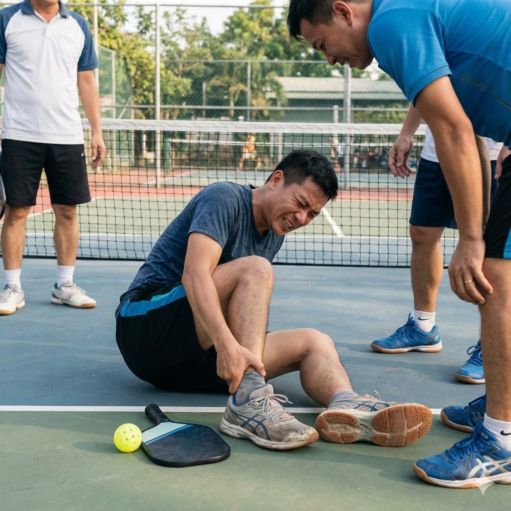 Lật cổ chân khi chơi pickleball